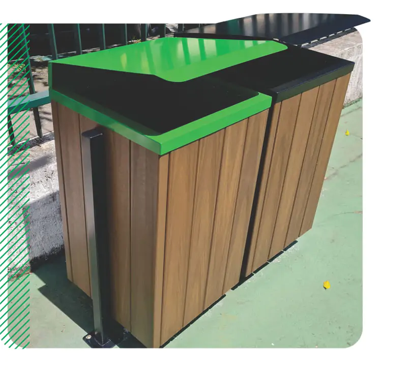 Lixeira Ecológica de Madeira Plástica - Linha Steel Premium