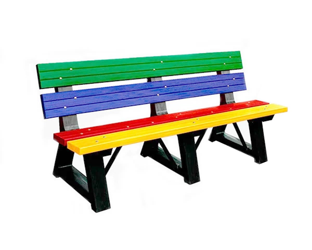 Banco Infantil Urban Color em Madeira Plástica 150cm - 3 lugares Banco Infantil Urban Color em Madeira Plástica 150cm - 3 lugares