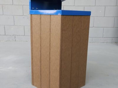 Lixeira Linha Steel 62 litros - Tampa Azul em aço carbono