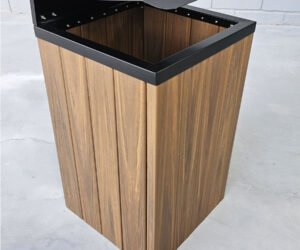 Lixeira Steel Prime de Madeira Plástica e Aço Carbono com pintura eletrostática