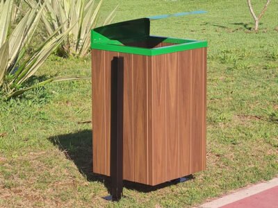 Lixeira da linha Steel Prime com tampa verde - 96 litros