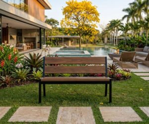 Banco Steel Prime com encosto - 1,05m - Em Residencia