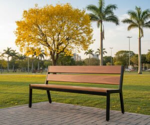 Banco Steel Prime com encosto - 1,50m - Parque público
