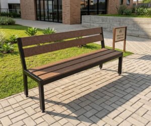 Banco de Madeira Plástica Maciça - Steel com encosto - 1,50m